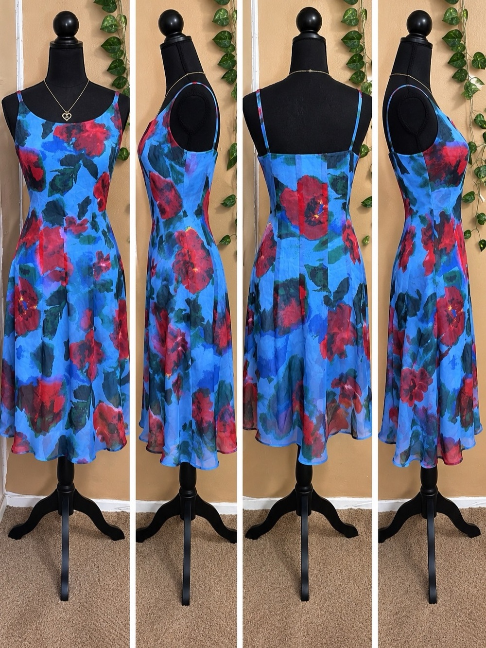 ASOS DESIGN Blue Floral Midi Dress Size 10